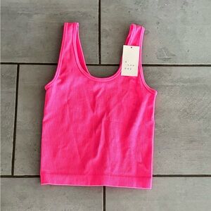 pink ribbed tank top